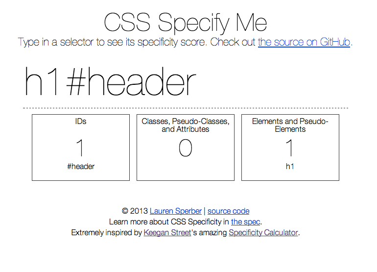 CSS Specify Me Screenshot
